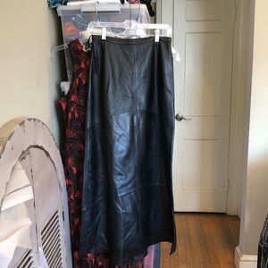 Yvonne Marie black leather lined midi skirt